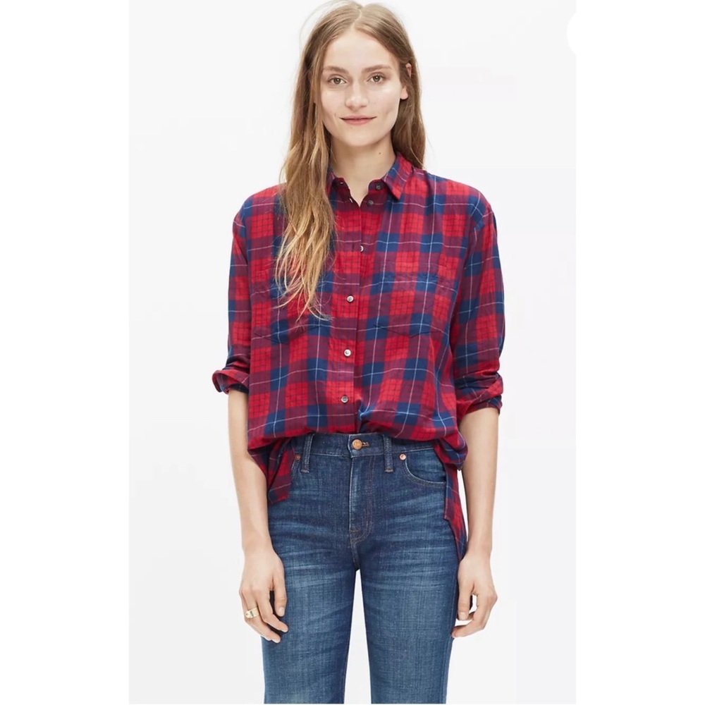 Madewell Oversized Boyshirt in Edina Plaid Button Down Long Sleeve Small